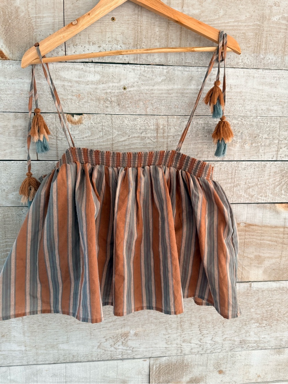Storia Striped Smocked Camisole in Rust & Slate